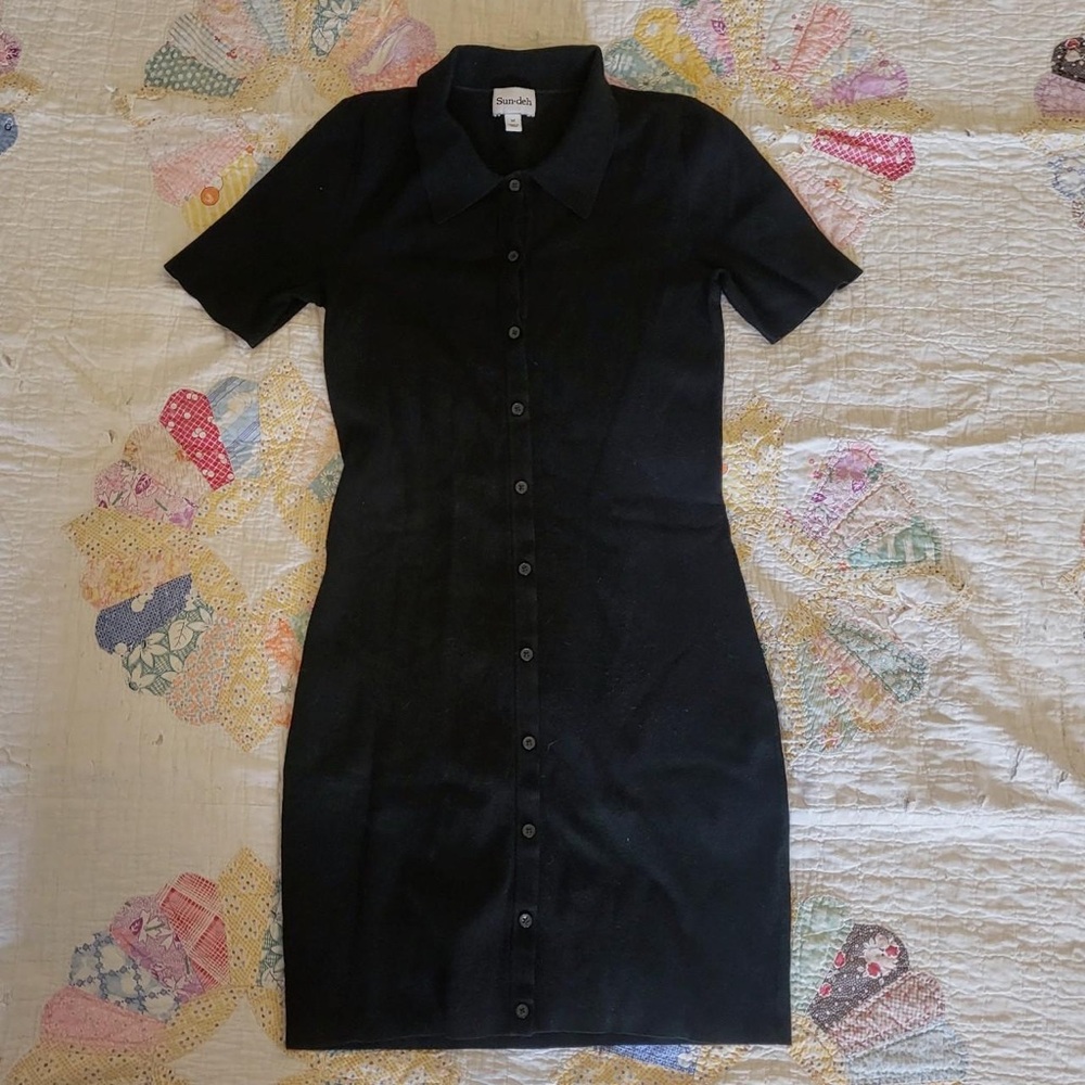 Elegant Black Button-Down Dress